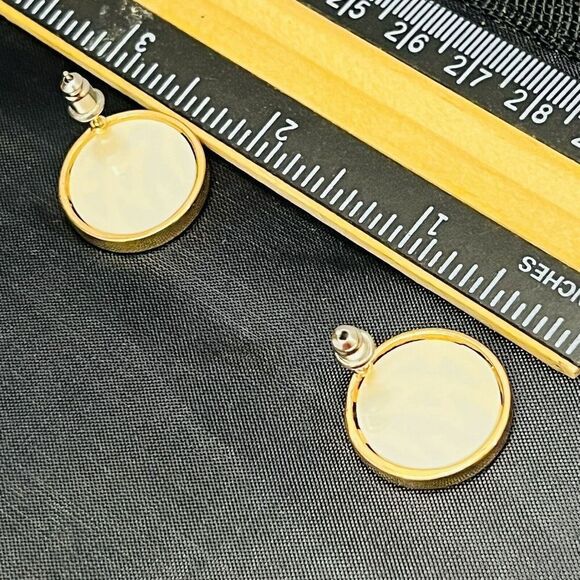 Vintage Fish Gold Clear Black Rhinestone Unique Fancy Earrings MOP NWOT Y2k 1188 - Picture 6 of 7